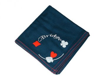 Bridge Table Cover, Wool-Nylon, Design #03 - "Bridge" and Pips, Blue